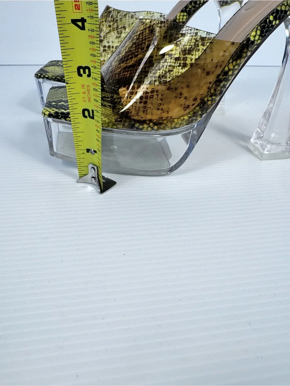 AKIRA Alexus Snake Print Clear Platform Mule Heels Size 6